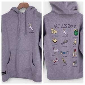 Ripndip Grabs Hoodie Gray Pullover Cat Art Humor Funny Skater M